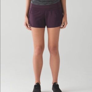 Lululemon Run Times Short (4-way Stretch 4") in Black Cherry -Size 6